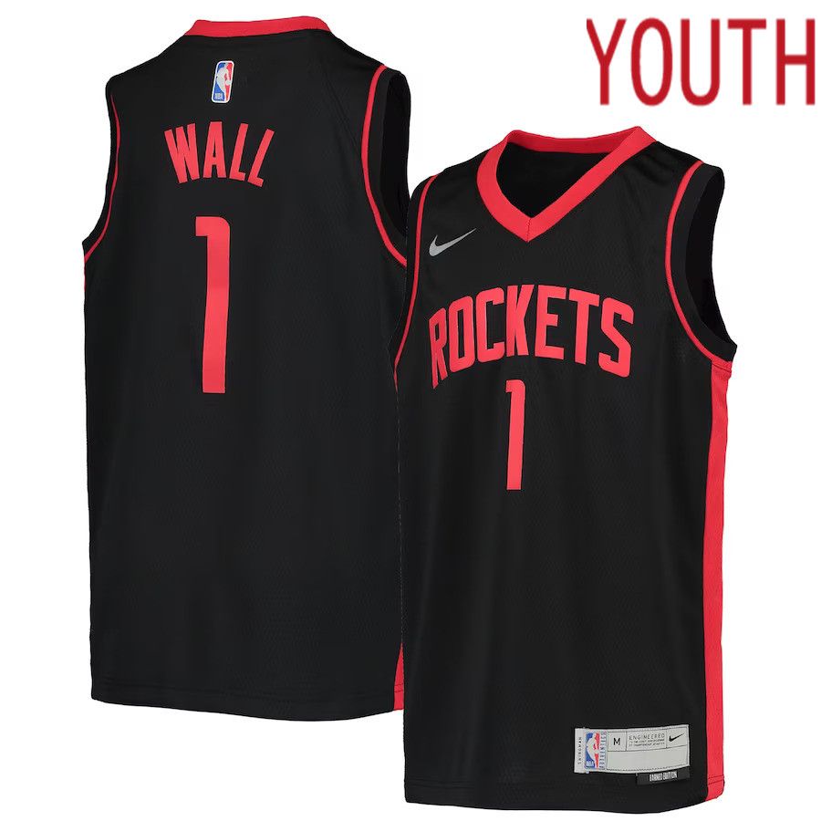 Youth Houston Rockets #1 John Wall Nike Black Swingman Player NBA Jersey->youth nba jersey->Youth Jersey